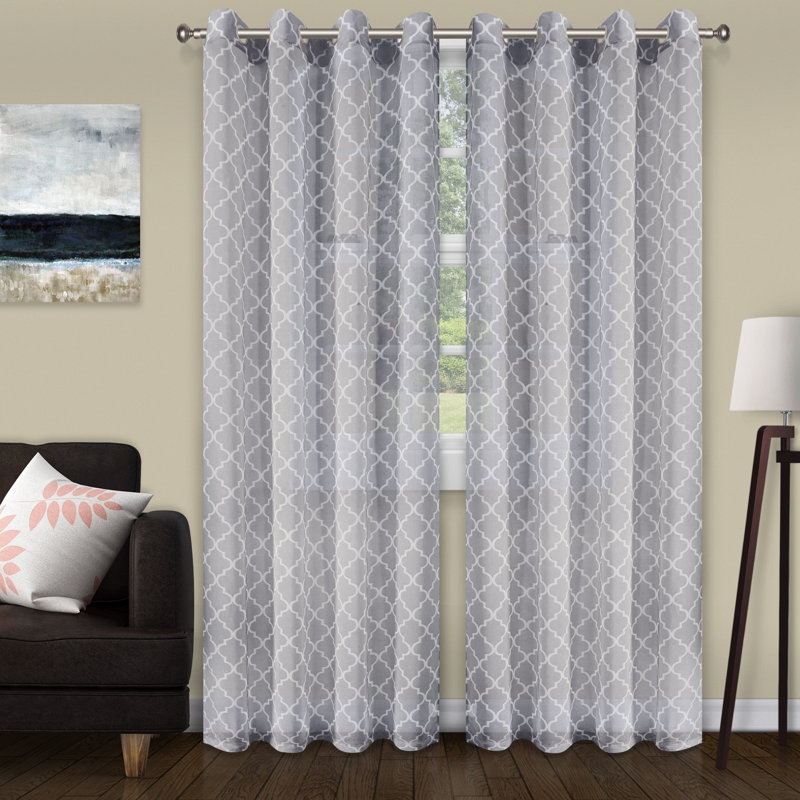 Ensemble de voilage 100% polyester Steinbeck, L 52 po x L 84 po, Gris