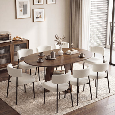 Ensemble de table et chaises de salle à manger rondes et extensibles de style moderne avec chaises de salle à manger de 76 cm de hauteur.