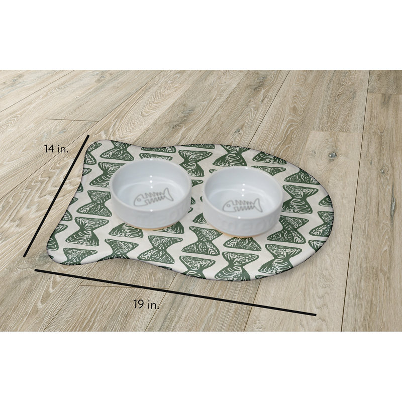 Napperon en forme de poisson, Vert / blanc