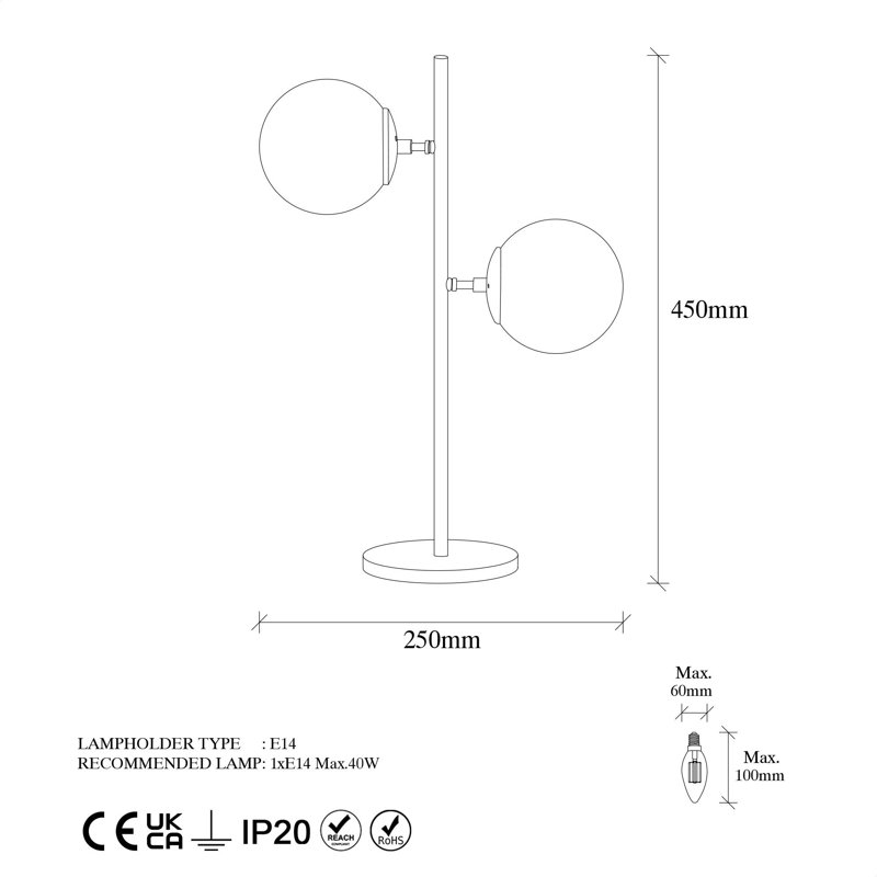 Lampe Chamond, Noir, Blanc