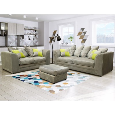Hoch 3 Piece Suede Fabric Living Room Set