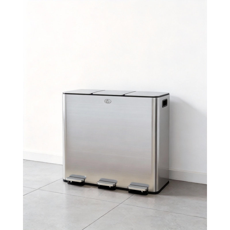 Poubelle à 3 compartiments, avec couvercles hermétiques, 15,9 gallons