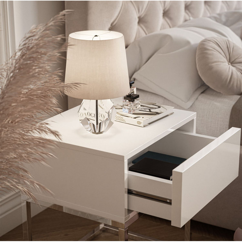 Carlos 45cm W Bedside Table, White