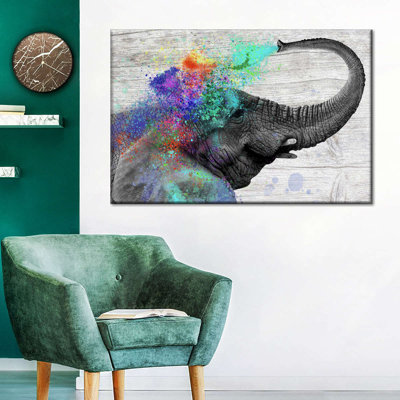 «Elephant Colorful Elephant Splash», reproduction sur toile