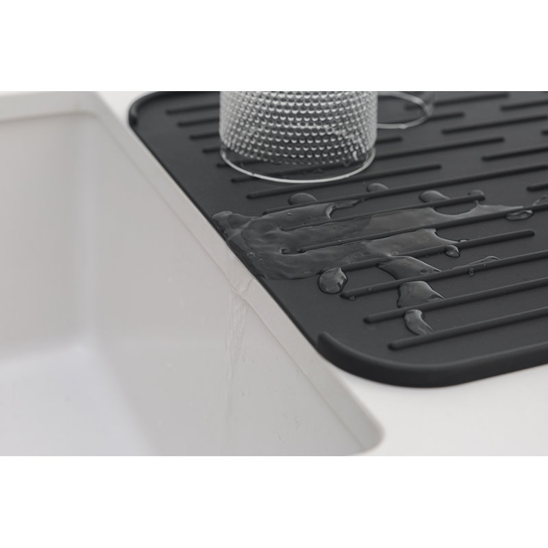 Brabantia Sinkside Silicone Dish Drying Mat, 17 x 12.6 in  (44 x 32 cm), Dark Gray