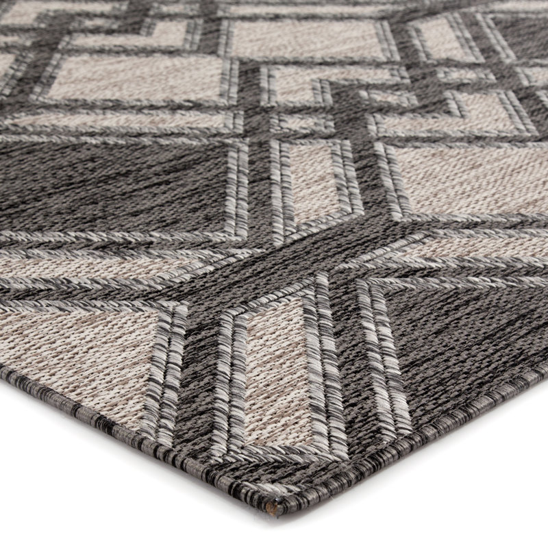 Tapis intérieur / extérieur noir / ivoire Samba, Rectangle 2 pi x 3 pi 7 po