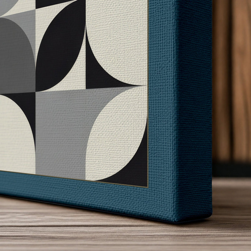 Turning Squares Geometric - Wrapped Canvas, 30x20 - 76.2 x 50.8 cm, Teal Border