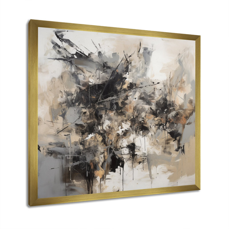 Gris noir intérieur des mondes de marbre III - art mural abstrait géométrique, H 30 po x l 30 po x P 1 po