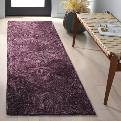 Ruthye Hand Tufted Wool/Cotton Abstract Rug in Purple