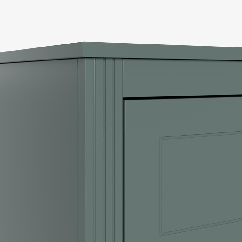 Commode double avec poignées en métal et pieds en bois massif, Bleu