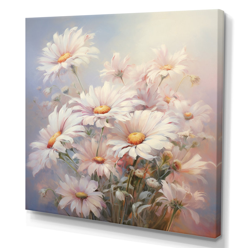 Impression de marguerite minimaliste I - impression, H 36 po x l 36 po x P 1,5 po, Toile tendue