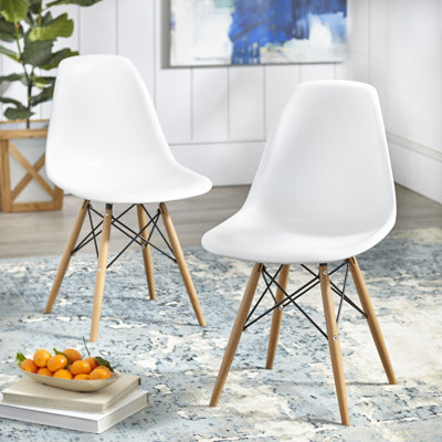 Dubuque Dining Side Chair with Metal Eiffel Base Design and Beech Wood Legs
