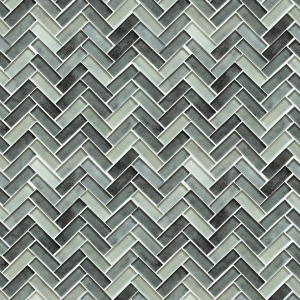 Misty Gray 11-In X 13-In Herringbone Glass Mosaic Wall Tile(0.95-Sq. Ft/ Piece)