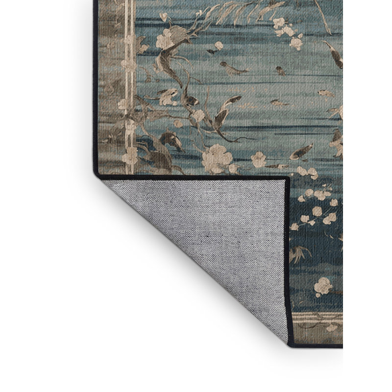 Machine Washable Gray Area Rug, Rectangle 7' x 9'