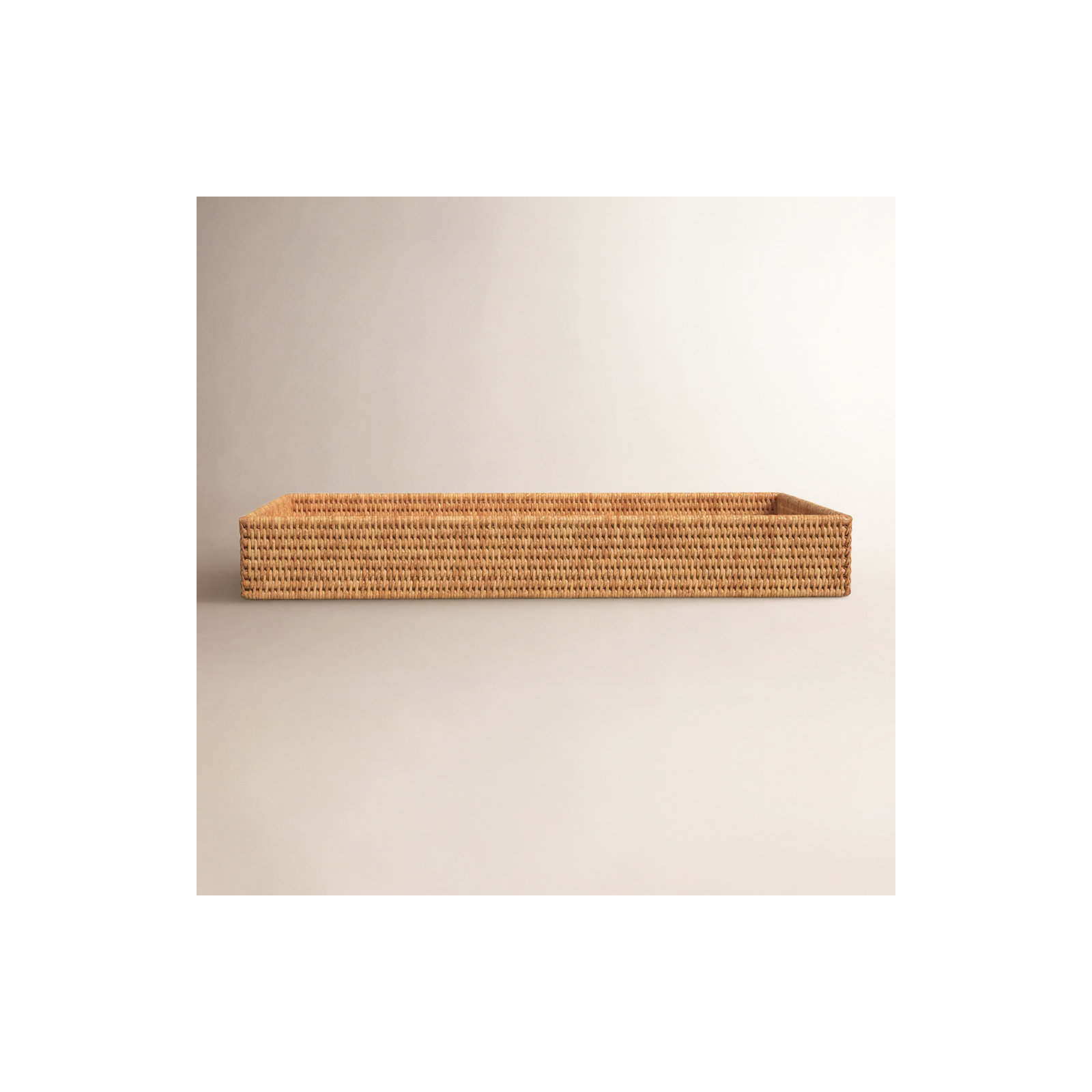 Edmond Rattan Tray - Set of 1, Honey Brown, 3" H x 20" L x 13" W