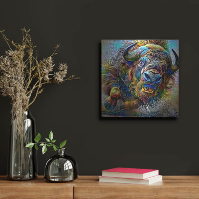  'American Buffalo American Bison' by Pedro Gavidia Metal Wall Art, 12" x 12"