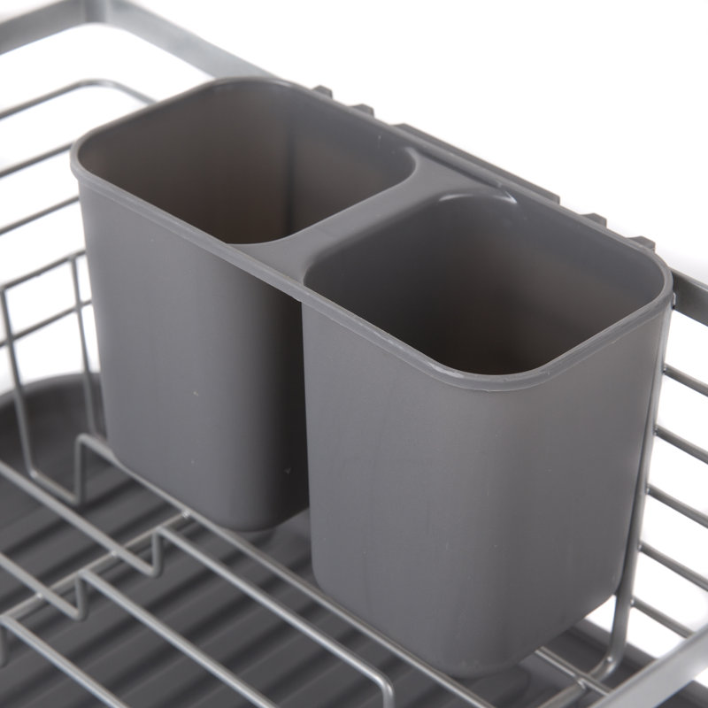 Tower T847001 Compact Dish Rack with Removable Cutlery Drainer, Colour Coated Stainless Steel, Grey , 32 x 45 x 15 cm