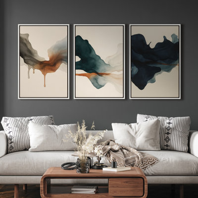 Framed Canvas Wall Art - Vintage Abstract Wall Prints for Bedroom - 3 panels