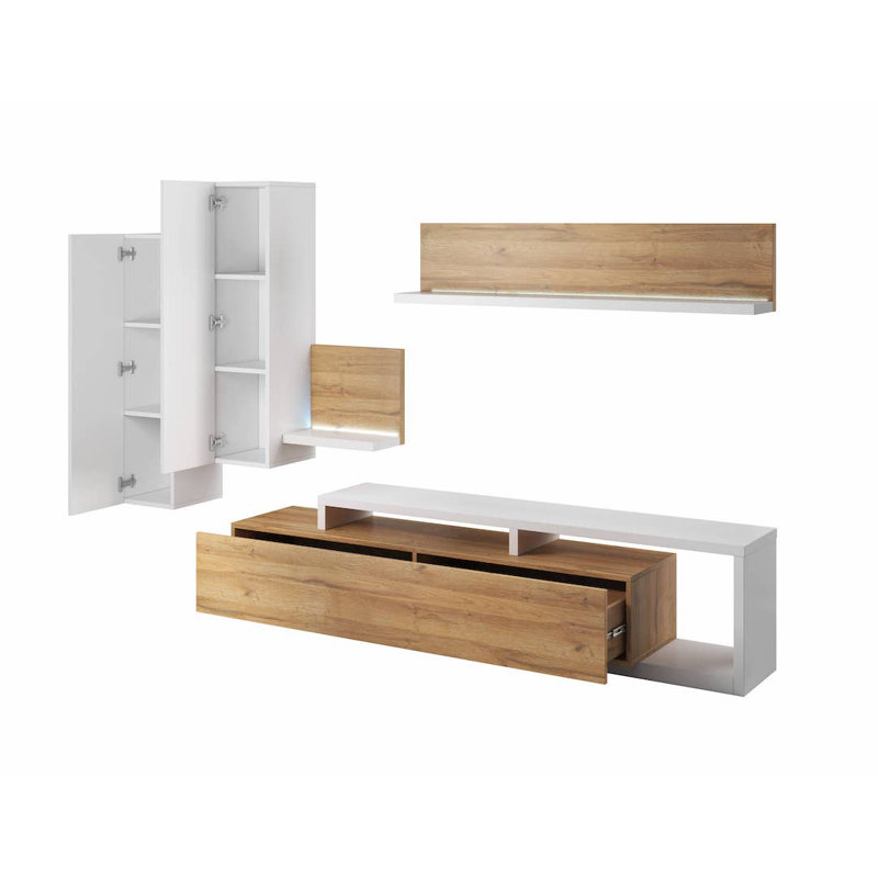 Canishia Unfinished Entertainment Center for TVs up to 75", Oak Grandson