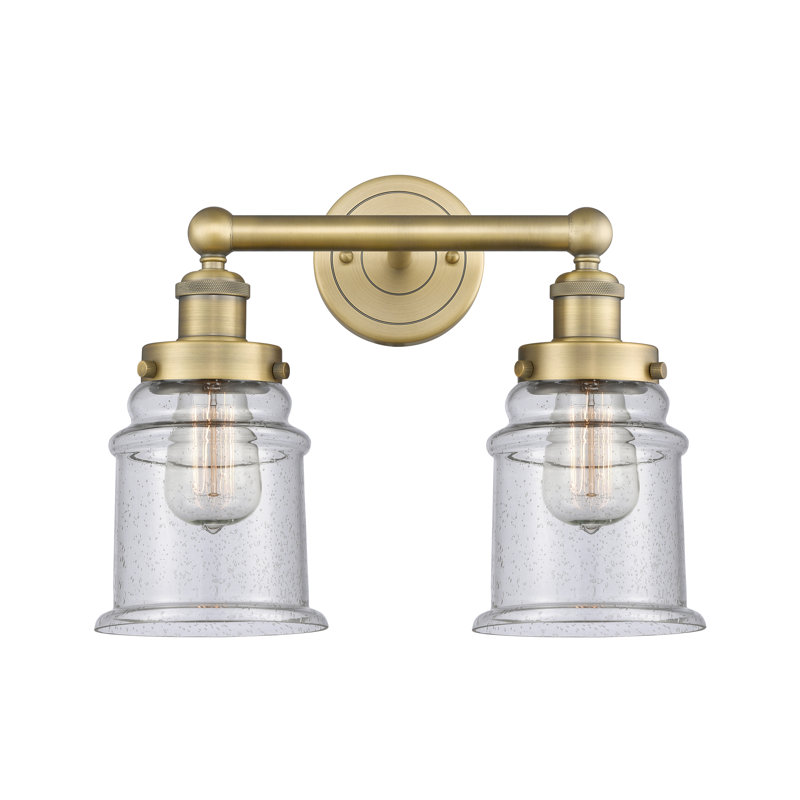 Éclairage pour meuble-lavabo de salle de bain 2 lumières Cailen de la collection Edison, Grainé, Laiton brossé