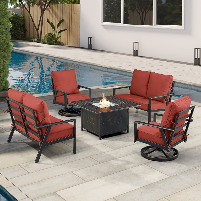 Fredy Outdoor 6 - Piece Conversation Set, Red