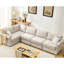 Canapé modulaire à 5 places en L beige avec revêtement en tissu doux et base en lin beige-918994040-918994043