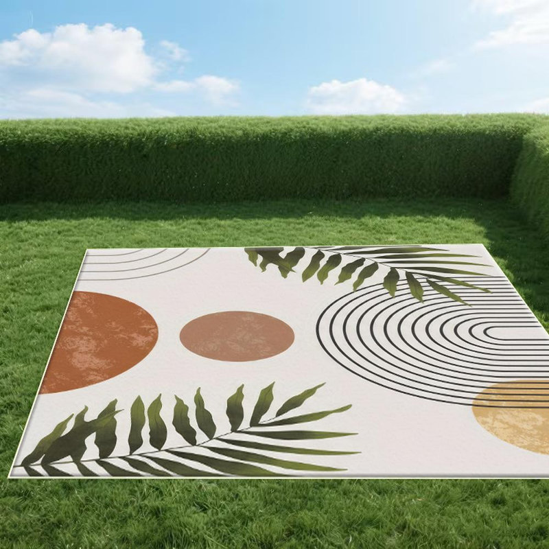 Geometric & Palm Leaf Area Rug, Soft And Lightweight, Suitable For All Seasons, Easy To Maintain And Easy To Clean, Machine Washable Carpet Floor Mat, Suitable For Living Room, Bedroom, Dining Room, Hallway, Balcony, Room Decor, Home Decor, Outdoor Decor