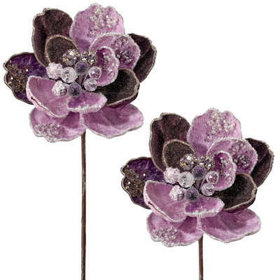 Tige de magnolia incrustée glacée 24 po 24 po