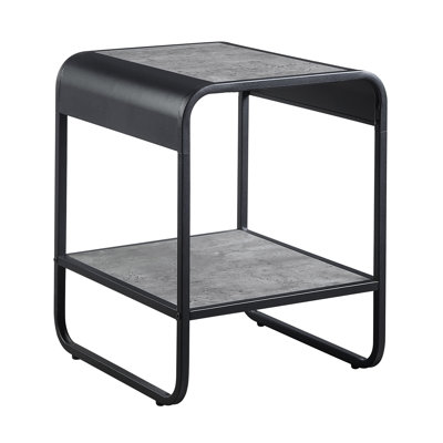 Table de bout en béton gris et noir