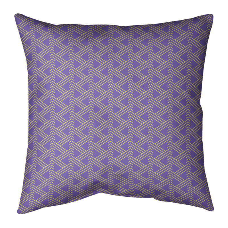 Coussin décoratif à motif zig zag classique, H 16 po x l 16 po, Bourre en polyester, Double mauve / jaune