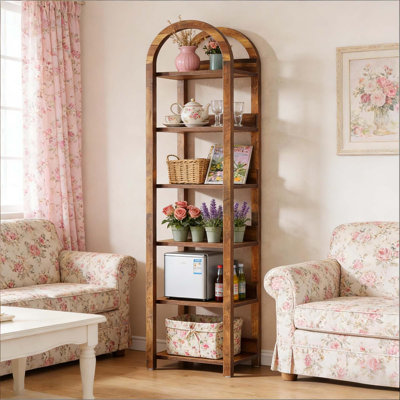 Storage Rack,6-Tier Bookshelf,Slim Arched Bookcase