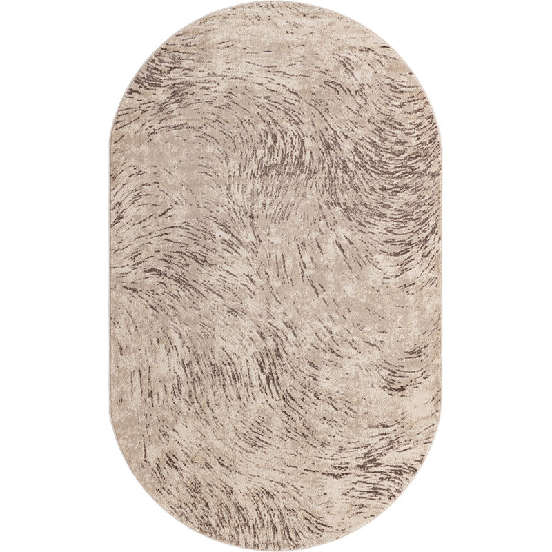 Tapis contemporain Araceli couleur sable, Ovale 5 pi x 8 pi