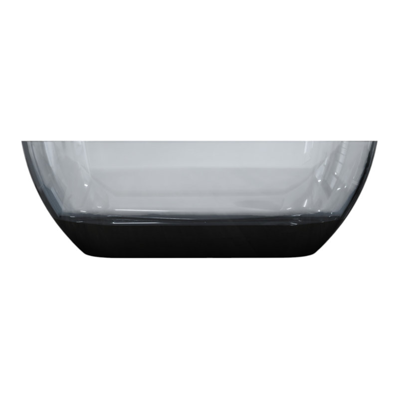 69" x 29.5" Solid Surface Stone Resin Freestanding Soaking Bathtub, Transparent Gray Blue