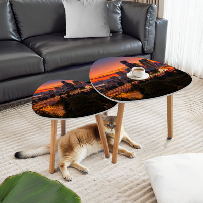 Triangle Nesting Coffee Table Set of 2 Dallas End Table Modern Minimalist Side Table Set for Living Room Bedroom