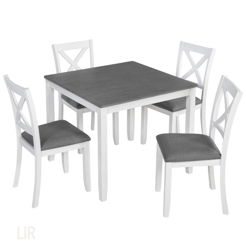 Ensemble de table de salle à manger 5 pièces en bois moderne avec 4 chaises, idéal pour les petits espaces et la décoration élégante, durable et confortable