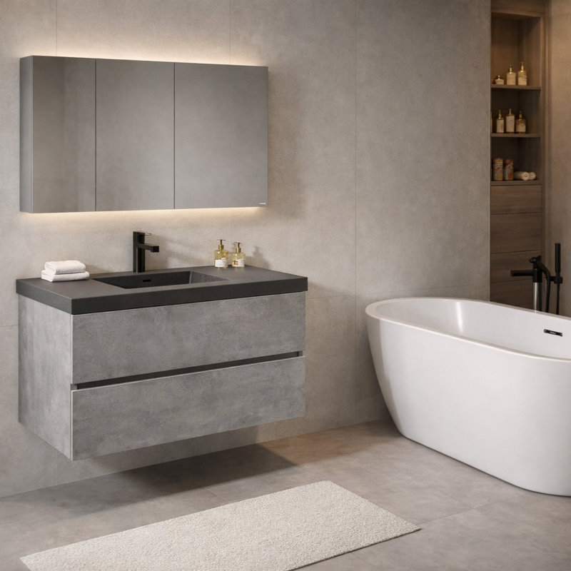 Ensemble de meuble-lavabo mural simple avec comptoir d'évier, 36"
