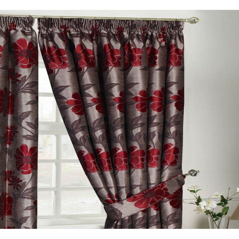 Atkison Blackout Curtain Pair, Red, 117 W x 137 D cm
