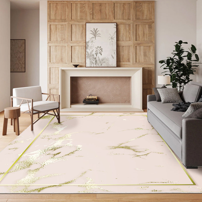 Stylish Hall Carpet (3.3 x 4.9 ft), 100% Polyester, 0.3 in Pile Height | Antibacterial, Non-Slip PVC Dot Underside | Woven Design with 3D Digital Printing | Machine Washable, Perfect for Home Décor & Comfort