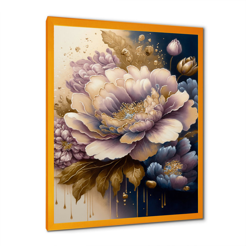 Fleurs mauves et bleues à l'aquarelle IV - peinture sur toile, H 40 po x l 30 po x P 1,5 po