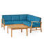 Ensemble de conversation d'extérieur en bois d'acacia avec coussins bleus 6 pièces Perla-129508165-129508166