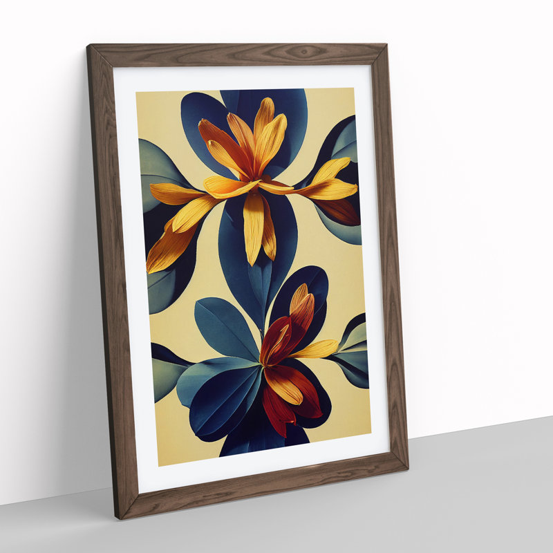 Cool Flowers - Single Picture Frame Print, 34cm H x 25cm W x 2cm D, Walnut