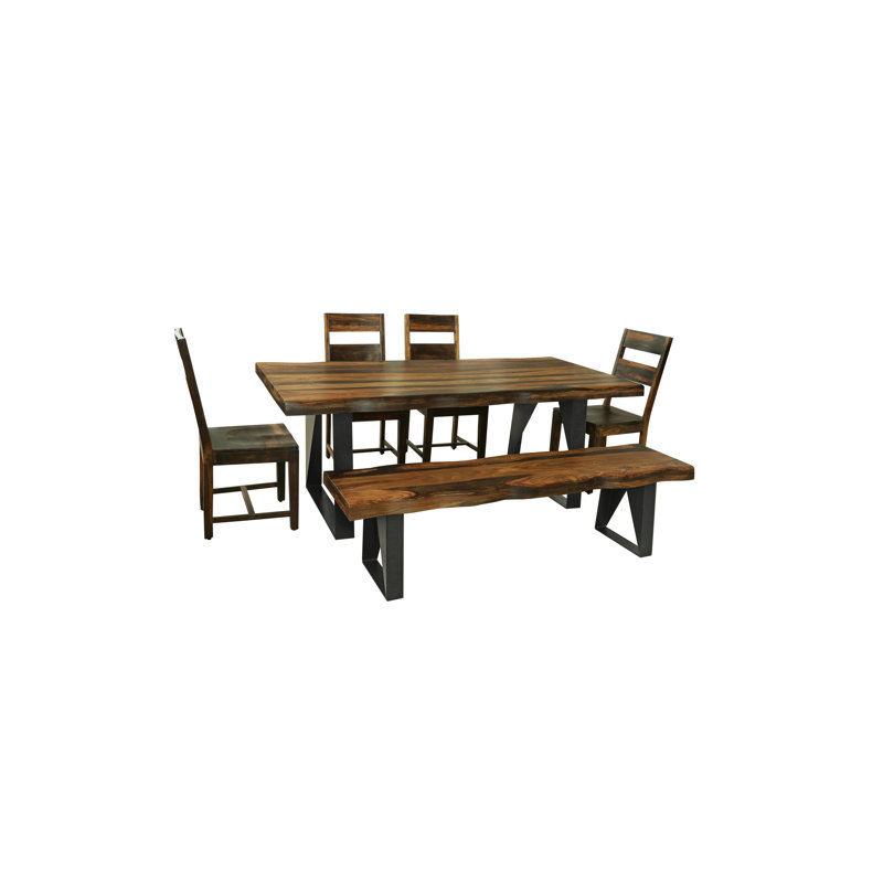 Chaliyah 6 - Person Solid Wood Top Double Pedestal Dining Set, Walnut
