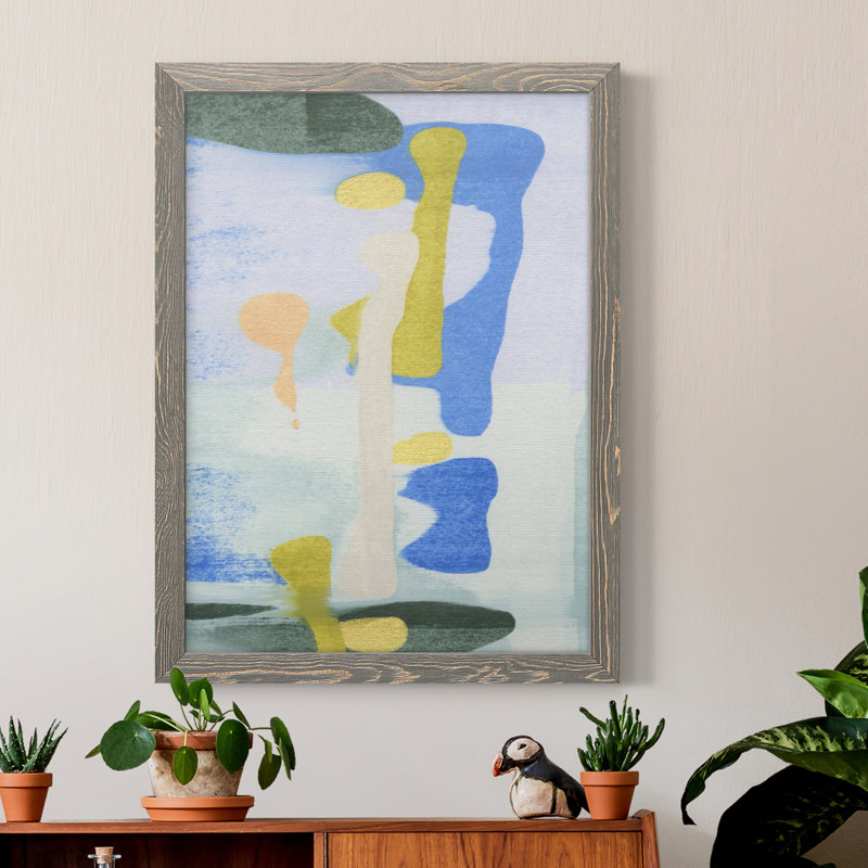 Rorschach Rainbow I - peinture sur toile encadrée, Cadre gris, H 31 po x l 44 po x P 1 po
