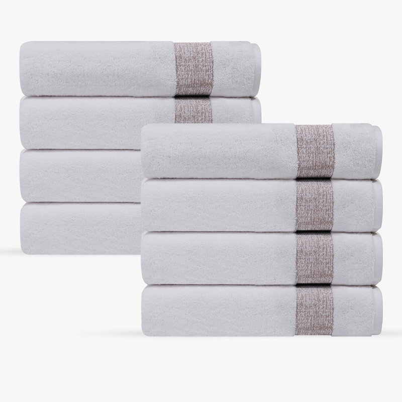 Jonnae 8 pcs Turkish Hand Towels Set, Beige