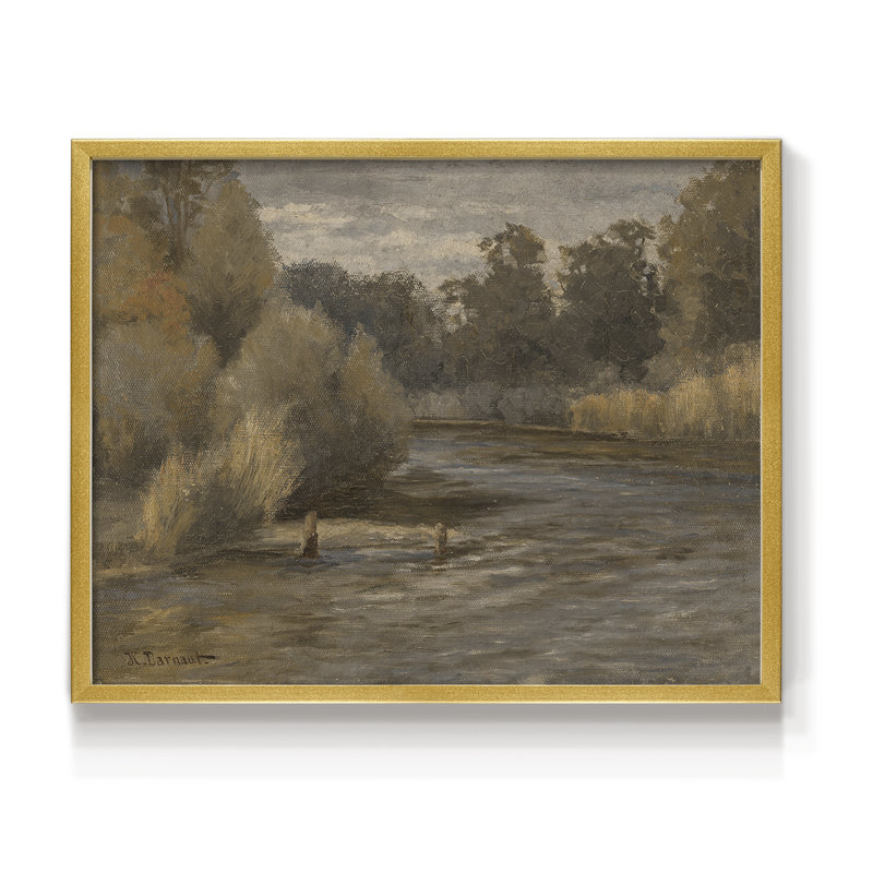Paysages rétro-DCXVII - impression encadrée - réaménageable, H 8 po x l 10 po, Or