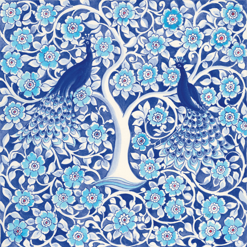 Peacock Garden VII 1 Piece Painting on Canvas, 51cm H x 51cm W