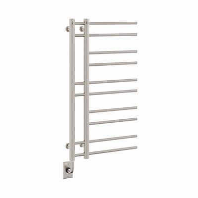 19.5"x37" Ortona Wall Mounted Electric Plug-In Towel Warmer - Brushed Nickel, Fluid Filled, Unique Design, Lifetime Warranty
