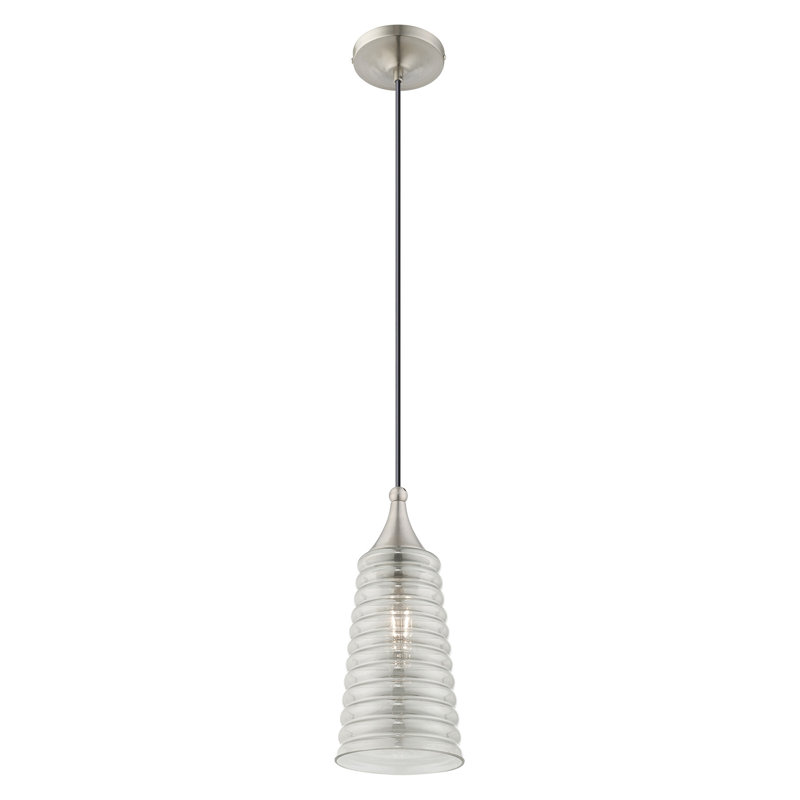 Luminaire suspendu conique à 1 lumière Neo, Nickel brossé, Fumée