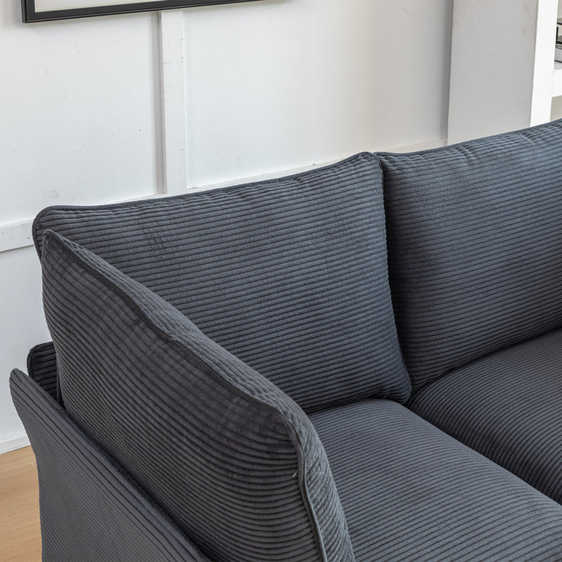 Canapé modulaire en velours côtelé 3 pièces avec repose-pieds Hepworth, Velours côtelé gris