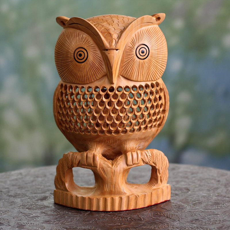 Sculpture oiseau de bois artisanal Saydee